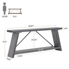 70.9 Inches Long Rustic Wood Console Sofa Table with Storage Shelf