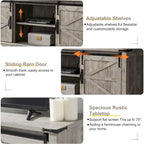 Farmhouse Wood TV Stand, Rustic Entertainment Center, Console Cabinet - n/a