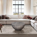 36 Inch Round Coffee Table, Handcrafted Drum Shape, Mango Wood with Olive Gray Finish