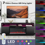 68 Modern Black RGB Electric Fireplace TV Stands Console for TVs Up to 72-inch