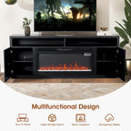 68 Modern Black RGB Electric Fireplace TV Stands Console for TVs Up to 72-inch