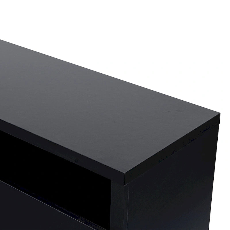 68 Modern Black RGB Electric Fireplace TV Stands Console for TVs Up to 72-inch