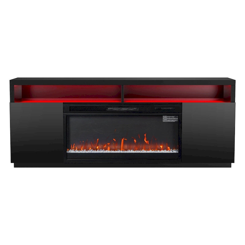 68 Modern Black RGB Electric Fireplace TV Stands Console for TVs Up to 72-inch