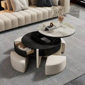 31.5 Modern Coffee Table, Lift Top Coffee Table with 3 Ottomans, Black - 31.5 X 31.5