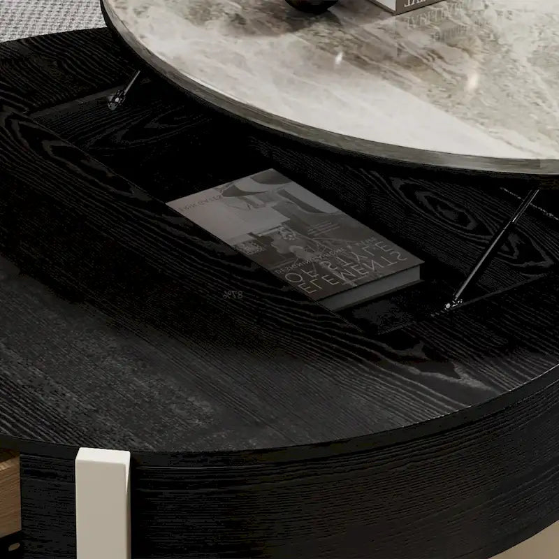 31.5 Modern Coffee Table, Lift Top Coffee Table with 3 Ottomans, Black - 31.5 X 31.5