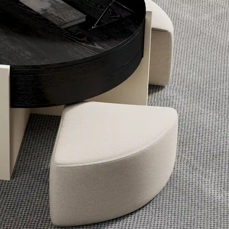 31.5 Modern Coffee Table, Lift Top Coffee Table with 3 Ottomans, Black - 31.5 X 31.5