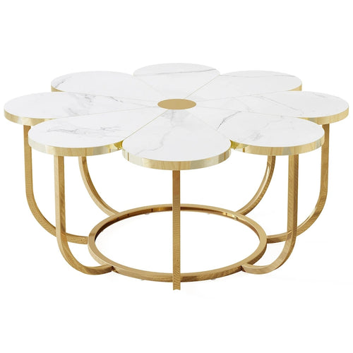 39.37-inch Modern Flower-Shaped Coffee Accent Table for Living Room