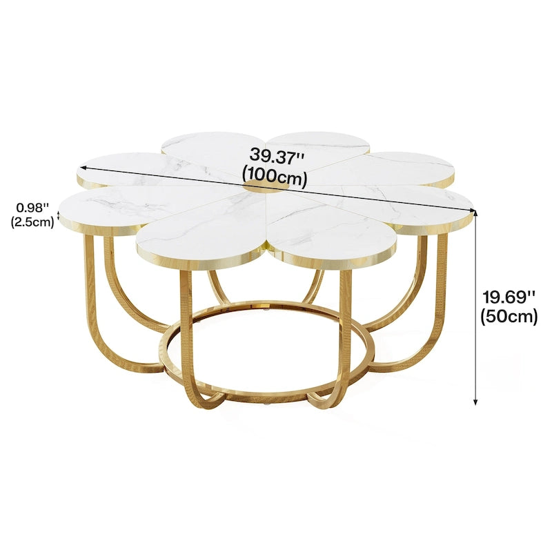 39.37-inch Modern Flower-Shaped Coffee Accent Table for Living Room