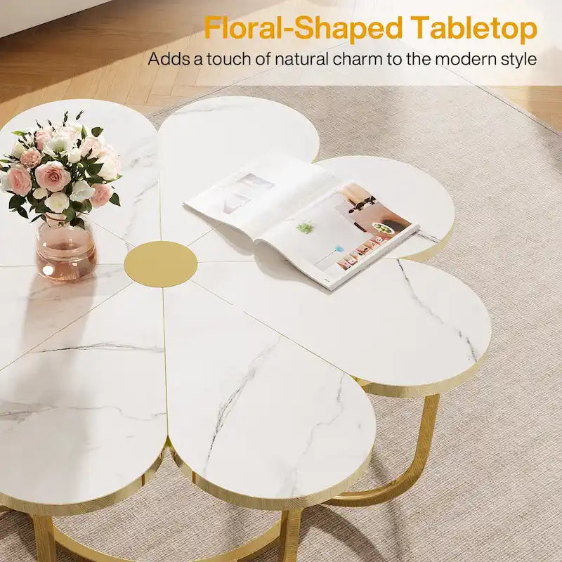 39.37-inch Modern Flower-Shaped Coffee Accent Table for Living Room