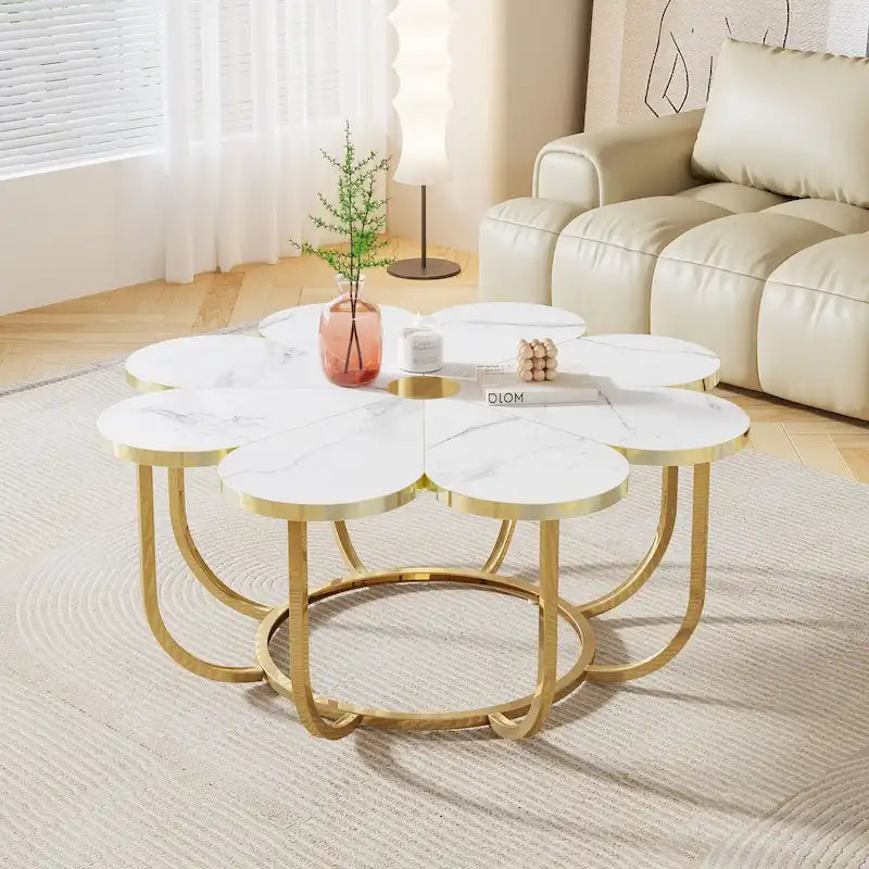 39.37-inch Modern Flower-Shaped Coffee Accent Table for Living Room
