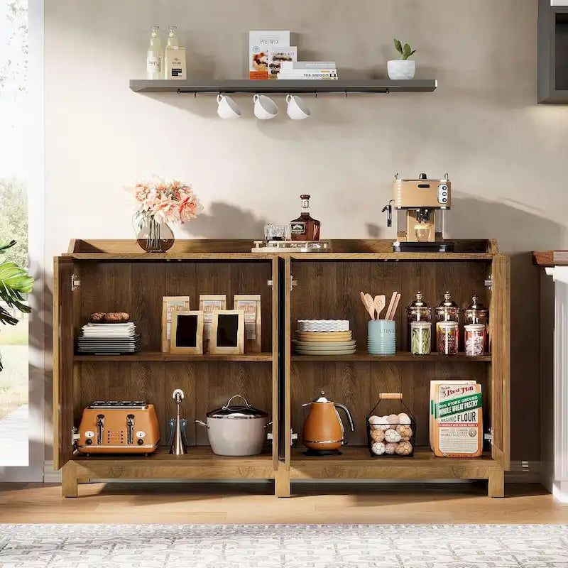 Sideboard Buffet Cabinet, 57 Farmhouse Storage Cabinet with Doors and Adjustable Shelf