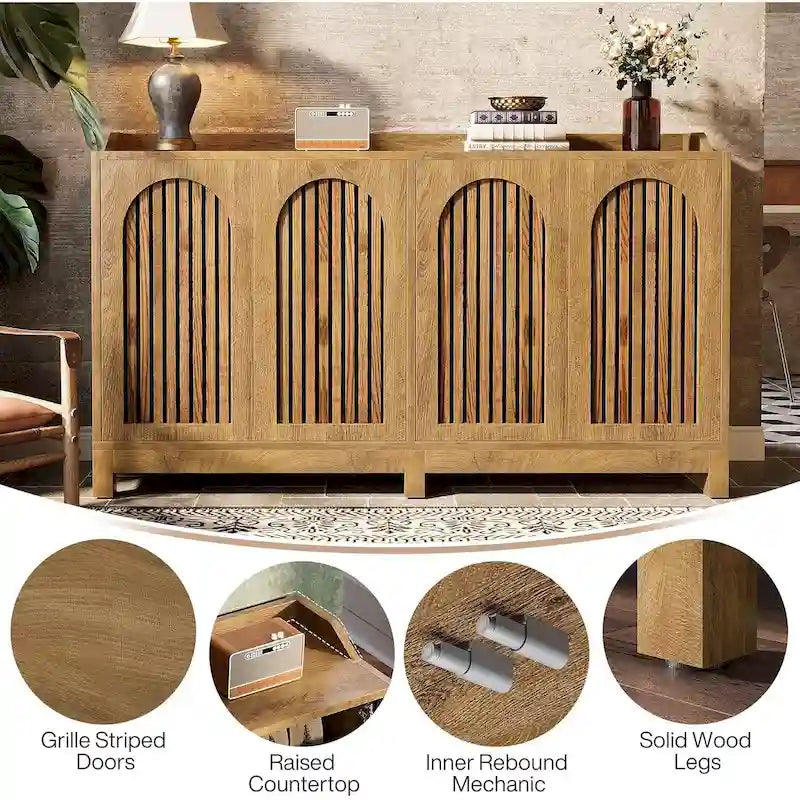 Sideboard Buffet Cabinet, 57 Farmhouse Storage Cabinet with Doors and Adjustable Shelf