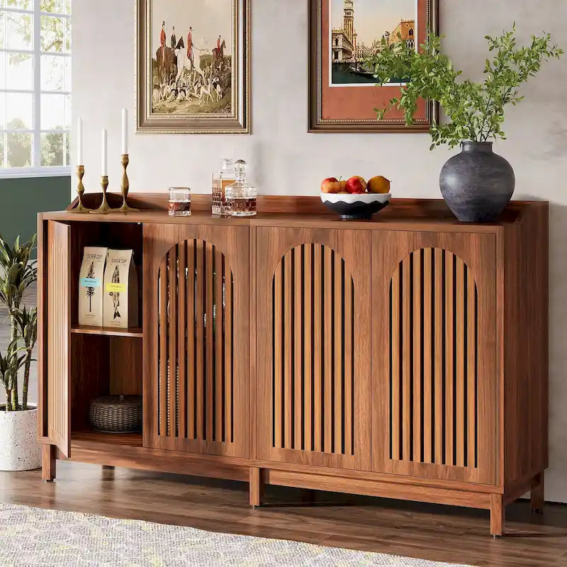 Sideboard Buffet Cabinet, 57 Farmhouse Storage Cabinet with Doors and Adjustable Shelf