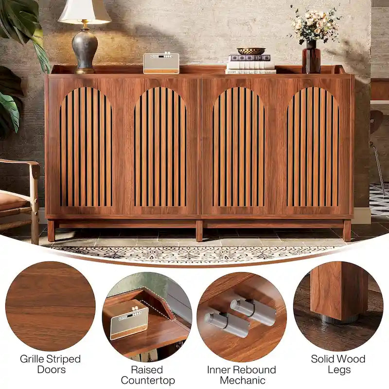 Sideboard Buffet Cabinet, 57 Farmhouse Storage Cabinet with Doors and Adjustable Shelf