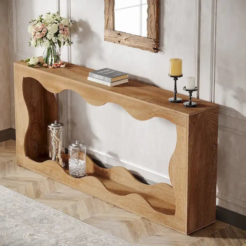 2-tier Wood Console Sofa Table for Entryway Living Room