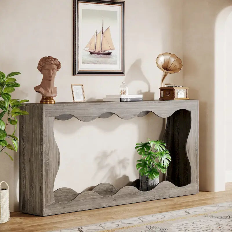 2-tier Wood Console Sofa Table for Entryway Living Room
