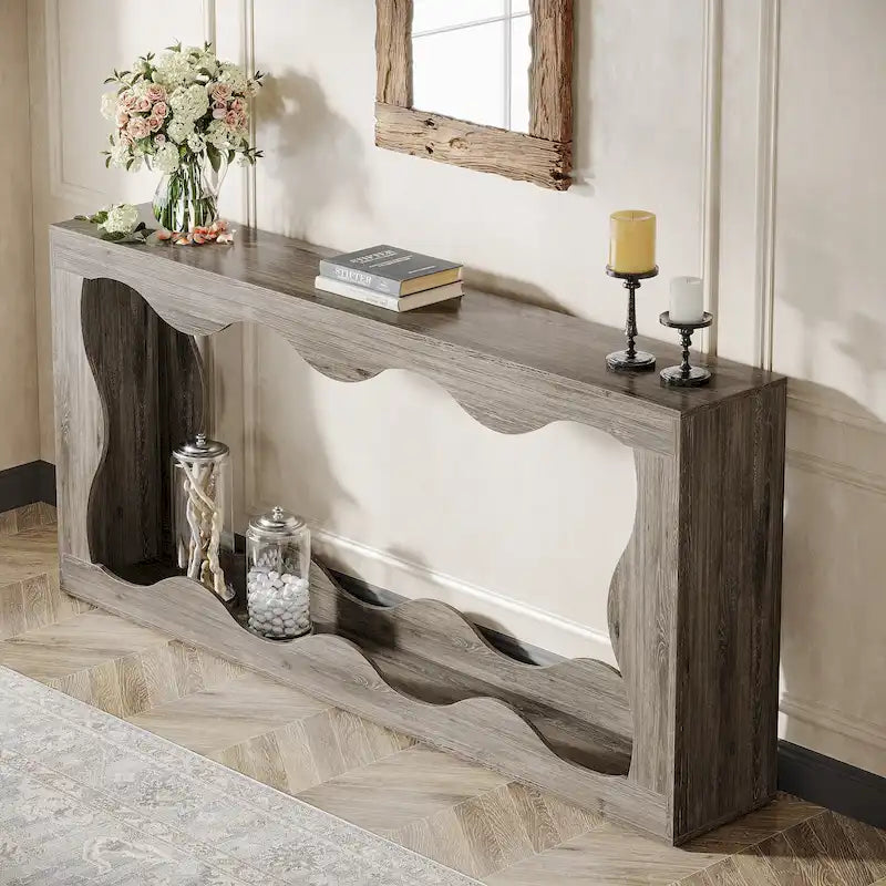 2-tier Wood Console Sofa Table for Entryway Living Room