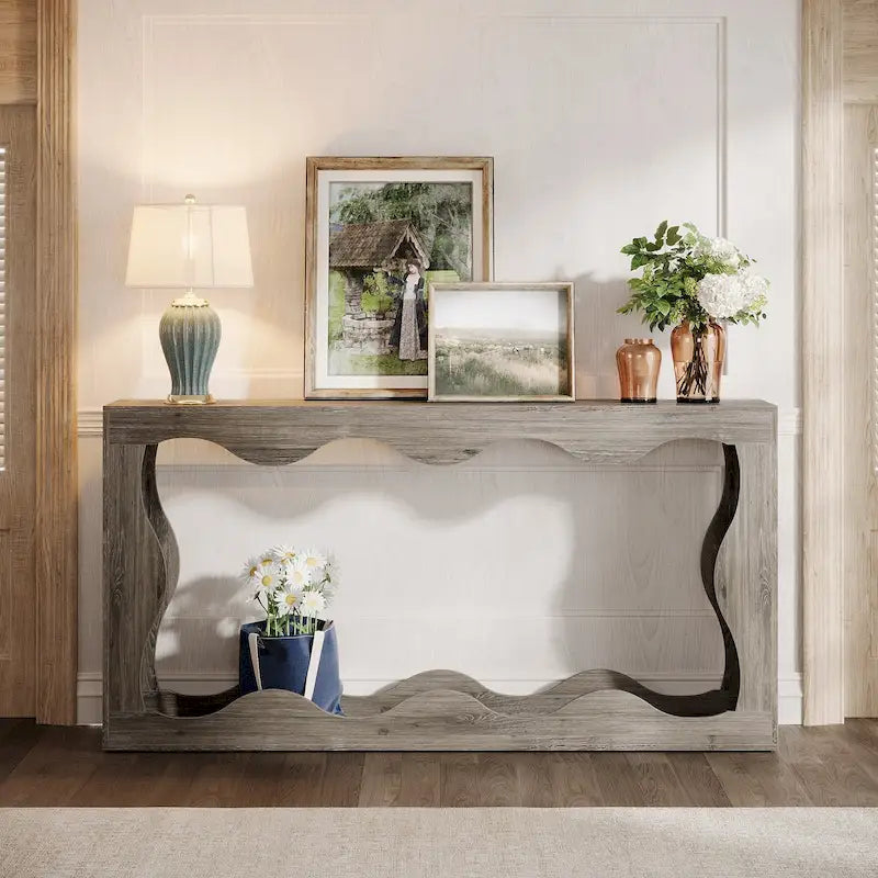 2-tier Wood Console Sofa Table for Entryway Living Room