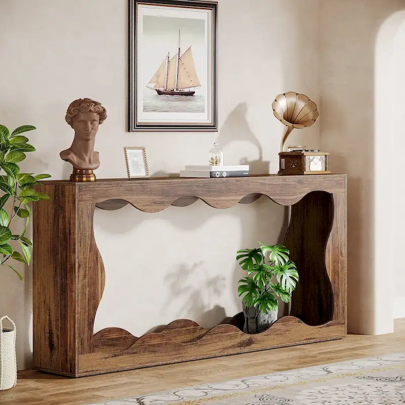 2-tier Wood Console Sofa Table for Entryway Living Room
