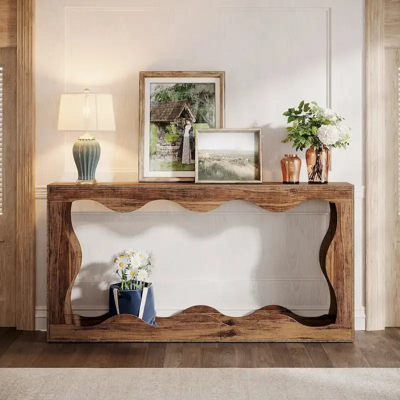 2-tier Wood Console Sofa Table for Entryway Living Room