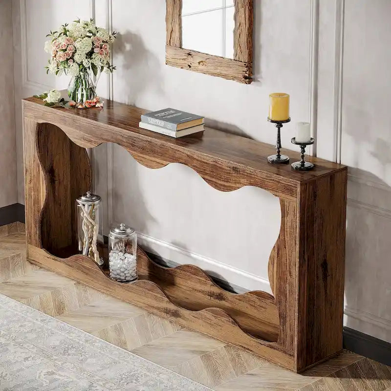 2-tier Wood Console Sofa Table for Entryway Living Room