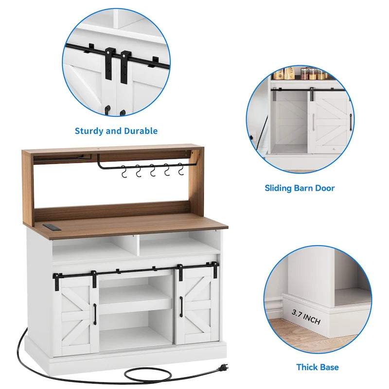 Moasis Farmhouse Coffee Bar Cabinet - 15.1D x 47.2W x 51.5H
