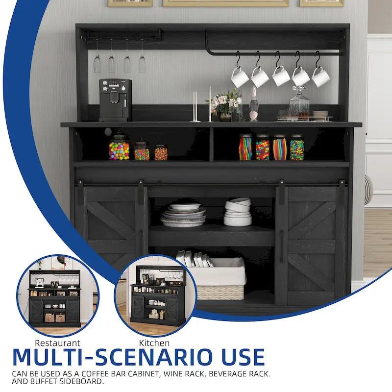 Moasis Farmhouse Coffee Bar Cabinet - 15.1D x 47.2W x 51.5H