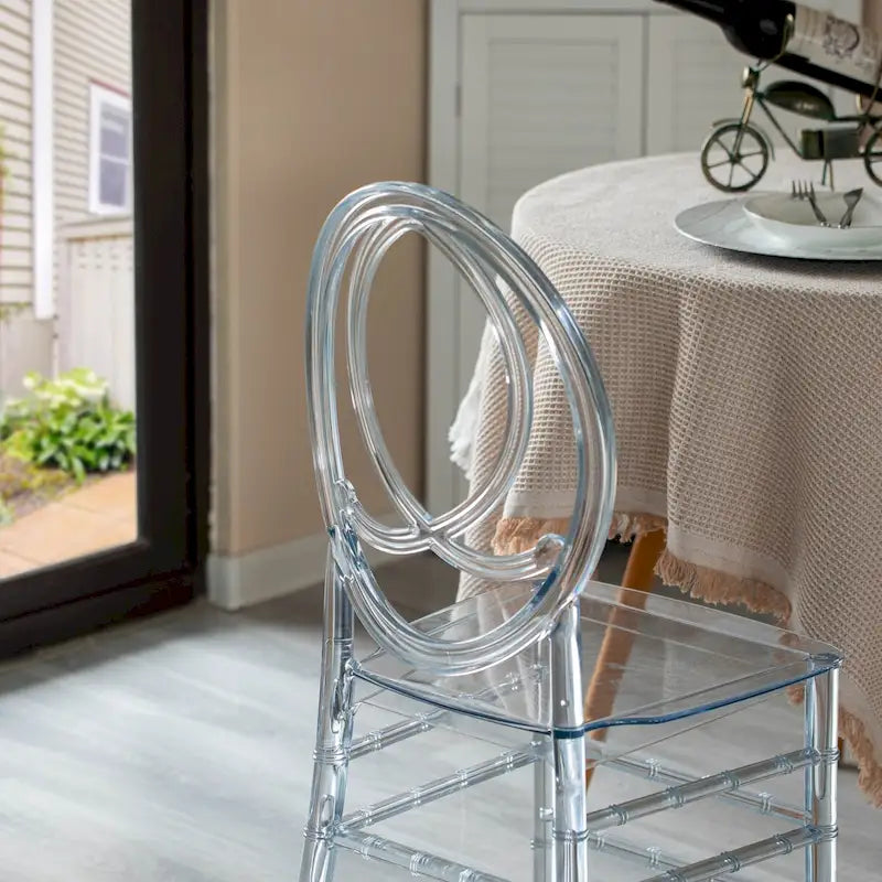 Modern Acrylic Phoenix Dining Chair, Stackable Transparent Party Chair, Crystal Clear Acrylic Chair for Events and Weddings