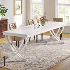 Rectangular Dining Table for 6-8 People, 78 inch Large Wood Kitchen Tables Farmhouse
