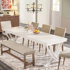 Rectangular Dining Table for 6-8 People, 78 inch Large Wood Kitchen Tables Farmhouse