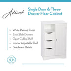 RiverRidge Ashland Single Door Bathroom and Laundry Storage Cabinet with 3 Drawers, Open and Adjustable Shelf