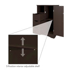 RiverRidge Ashland Single Door Bathroom and Laundry Storage Cabinet with 3 Drawers, Open and Adjustable Shelf