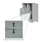 RiverRidge Ashland Single Door Bathroom and Laundry Storage Cabinet with 3 Drawers, Open and Adjustable Shelf