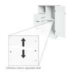 RiverRidge Ashland Single Door Bathroom and Laundry Storage Cabinet with 3 Drawers, Open and Adjustable Shelf