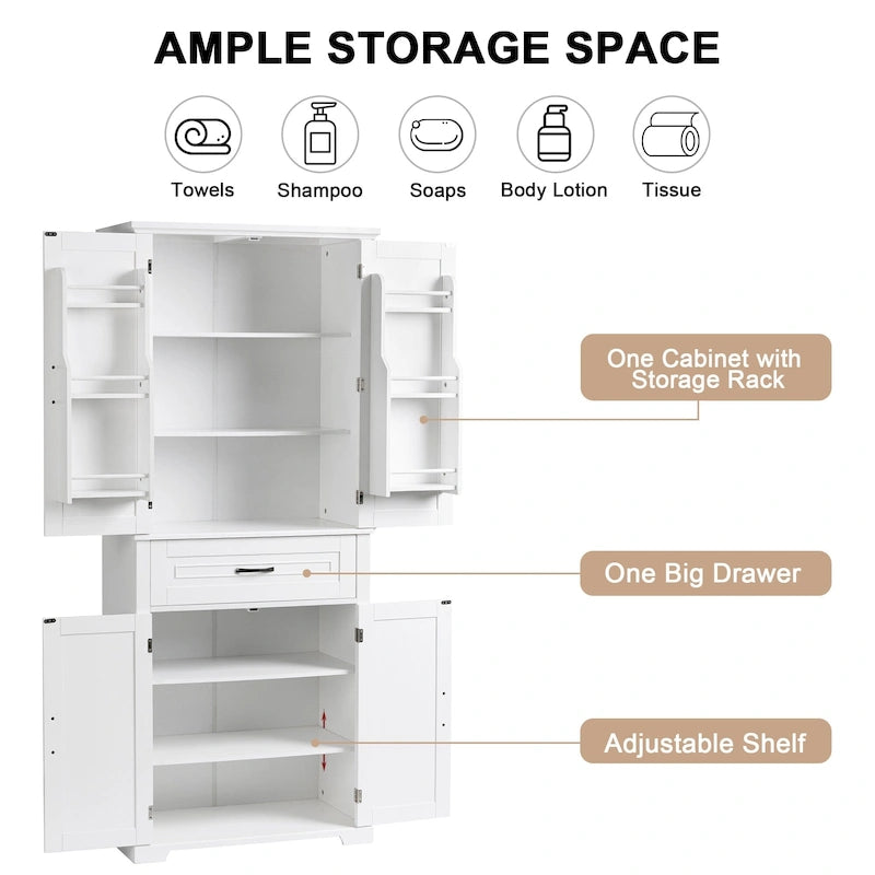 Bathroom Storage Cabinet with Doors and Drawer
