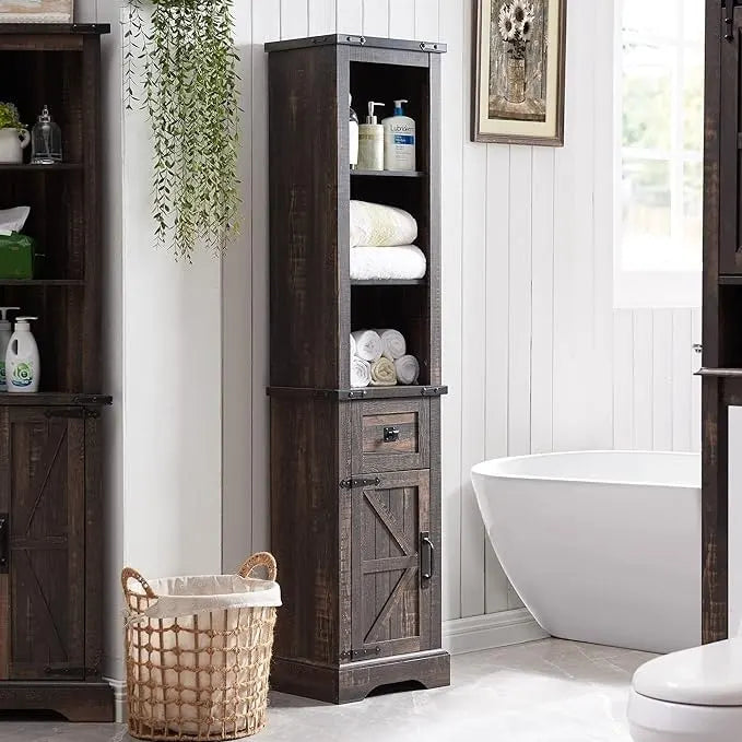 Farmhouse Bathroom Storage Cabinet, Storage Cabinet, Tall Linen Tower