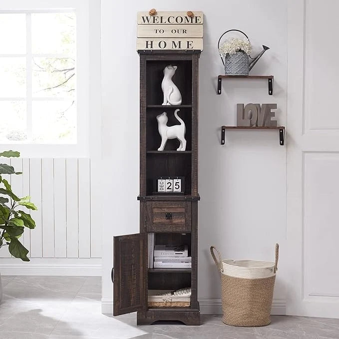 Farmhouse Bathroom Storage Cabinet, Storage Cabinet, Tall Linen Tower
