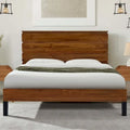 Queen Size Solid Wood Platform Bed with Six-Piece Headboard