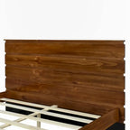 Queen Size Solid Wood Platform Bed with Six-Piece Headboard