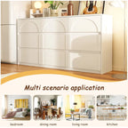 White Storage Dresser with 6 Drawers for Bedroom Dining, and Kitchen
