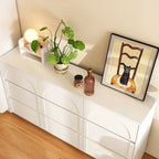 White Storage Dresser with 6 Drawers for Bedroom Dining, and Kitchen