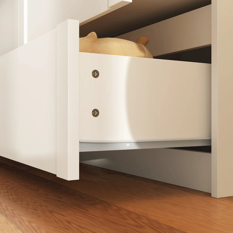 White Storage Dresser with 6 Drawers for Bedroom Dining, and Kitchen