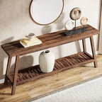 70.9 Inches Farmhouse Console Entryway Table 2 Tiers Narrow Long Behind Couch Sofa Table