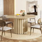 Round Dining Table for 4 with Metal Base for Dining Room Kitchen, Living Room (Chairs Not Included)