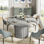 Round Dining Table for 4 with Metal Base for Dining Room Kitchen, Living Room (Chairs Not Included)
