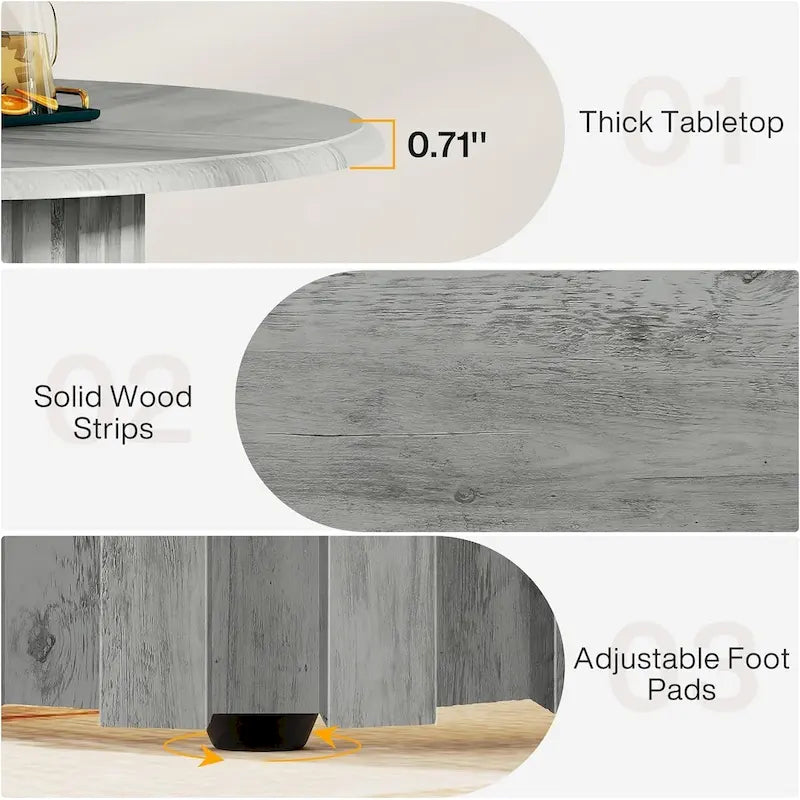 Round Dining Table for 4 with Metal Base for Dining Room Kitchen, Living Room (Chairs Not Included)