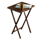 PJ Wood Folding TV Tray Tables with Compact Storage Rack, Espresso, 5 Piece Set - 36.38