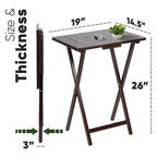 PJ Wood Folding TV Tray Tables with Compact Storage Rack, Espresso, 5 Piece Set - 36.38