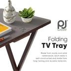 PJ Wood Folding TV Tray Tables with Compact Storage Rack, Espresso, 5 Piece Set - 36.38