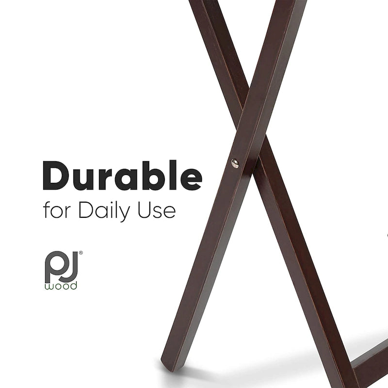 PJ Wood Folding TV Tray Tables with Compact Storage Rack, Espresso, 5 Piece Set - 36.38